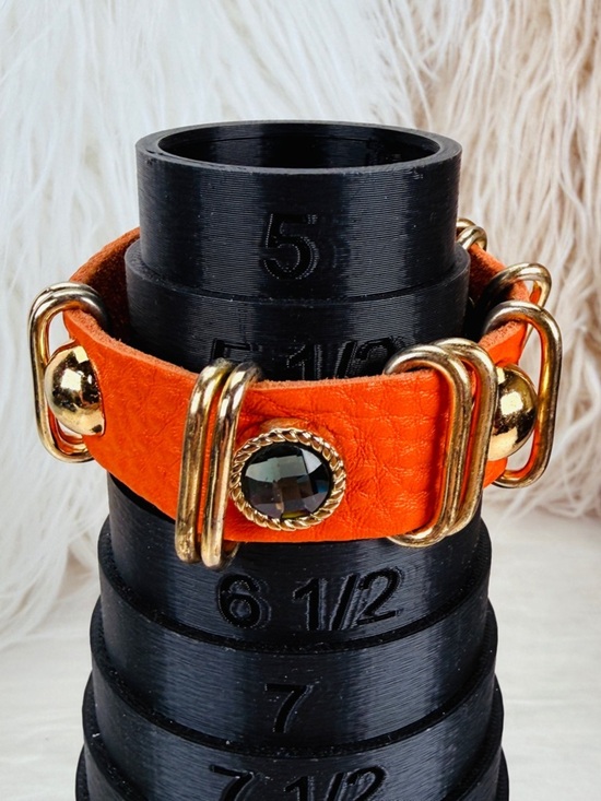 Burnt Orange Soft Leather Bracelet with Gold Accents main image 2